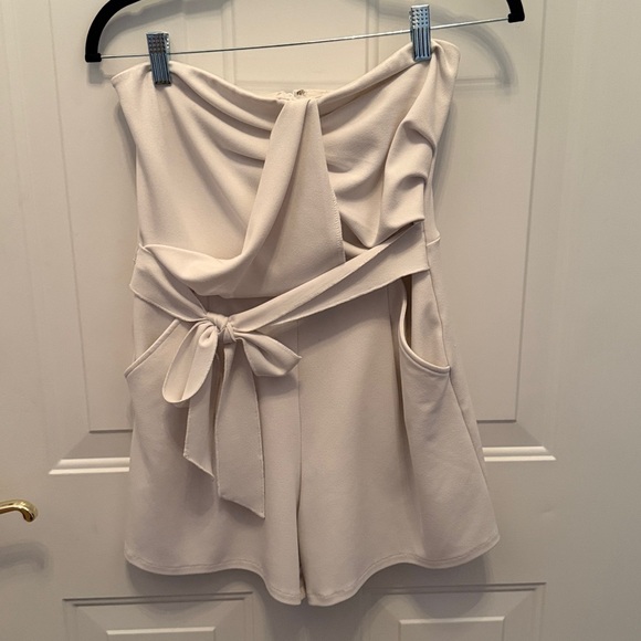 Great Jones White Crepe Strapless Romper outfit - Picture 12 of 16